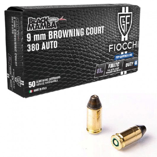 MUNICIÓN FIOCCHI TOP DEFENCE BLACK MAMBA - 9MM. CORTO - 85 GRAINS - FMJTC